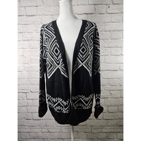 Romeo + Juliet Couture Womens Open Front Cardigan Black White Small - Picture 2 of 9